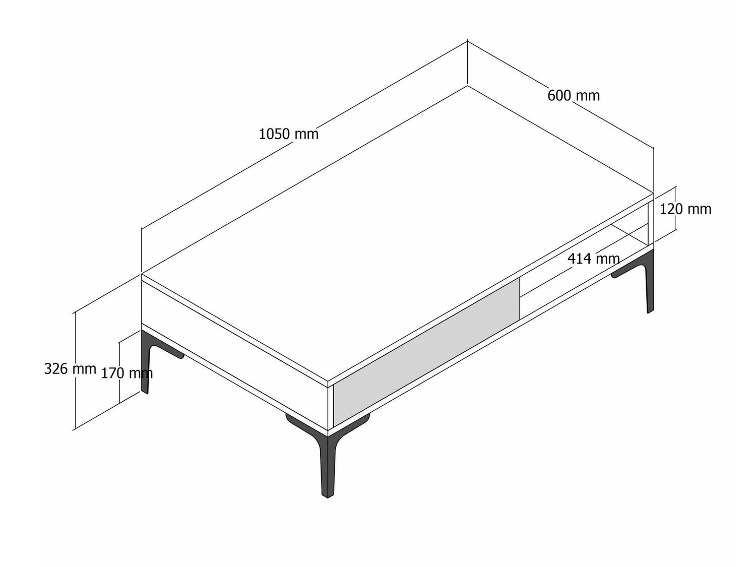 Diivanilaud Kailua 1239 (Pähkel + Valge marmor)