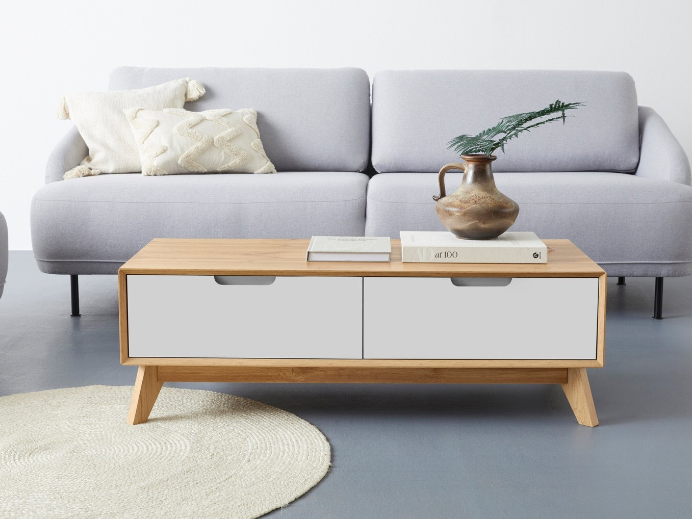 Diivanilaud Dorvou 103 (Valge + Tamm)