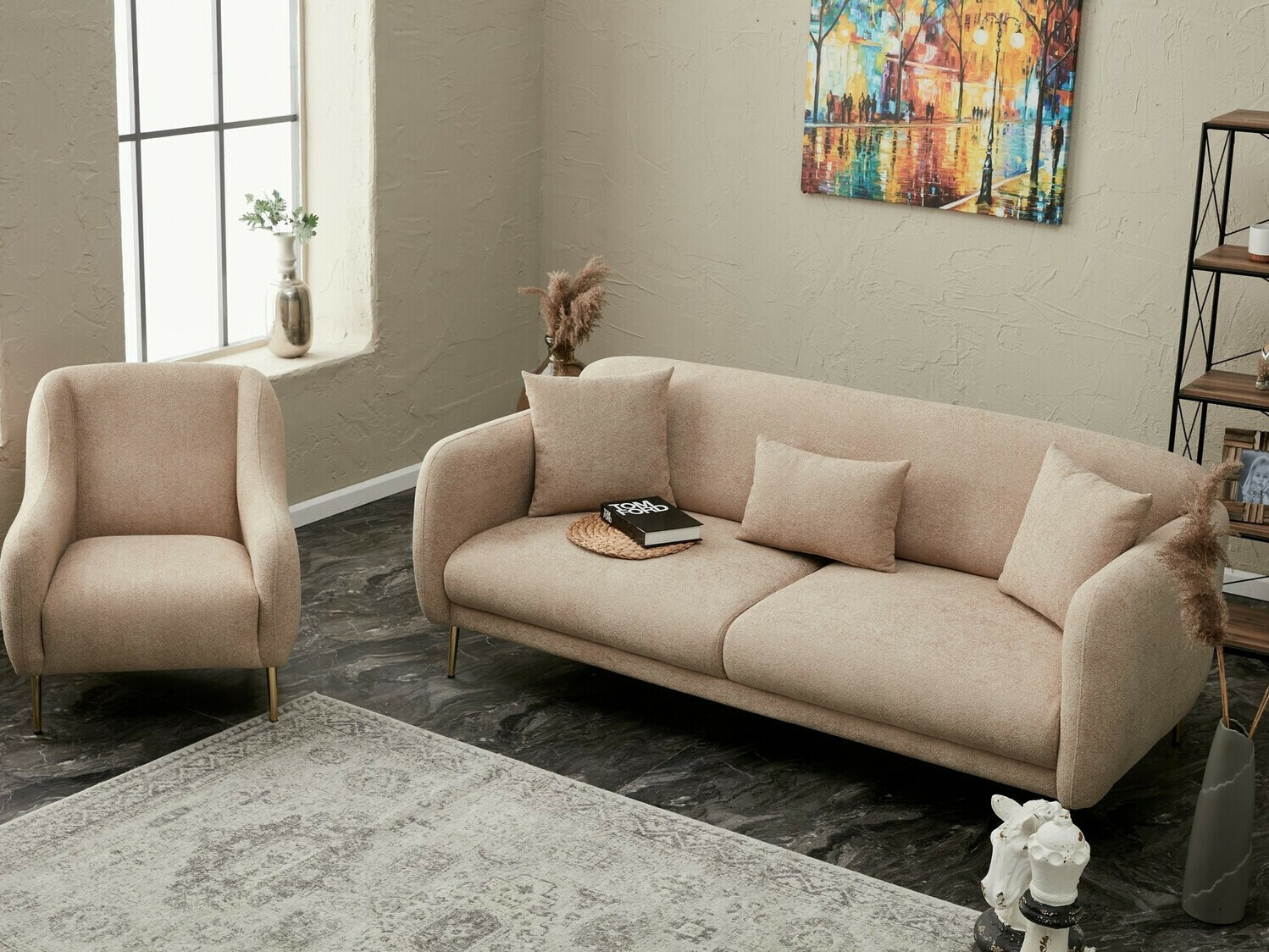 Tugitool Altadena 308 (Beež + Kuldne)