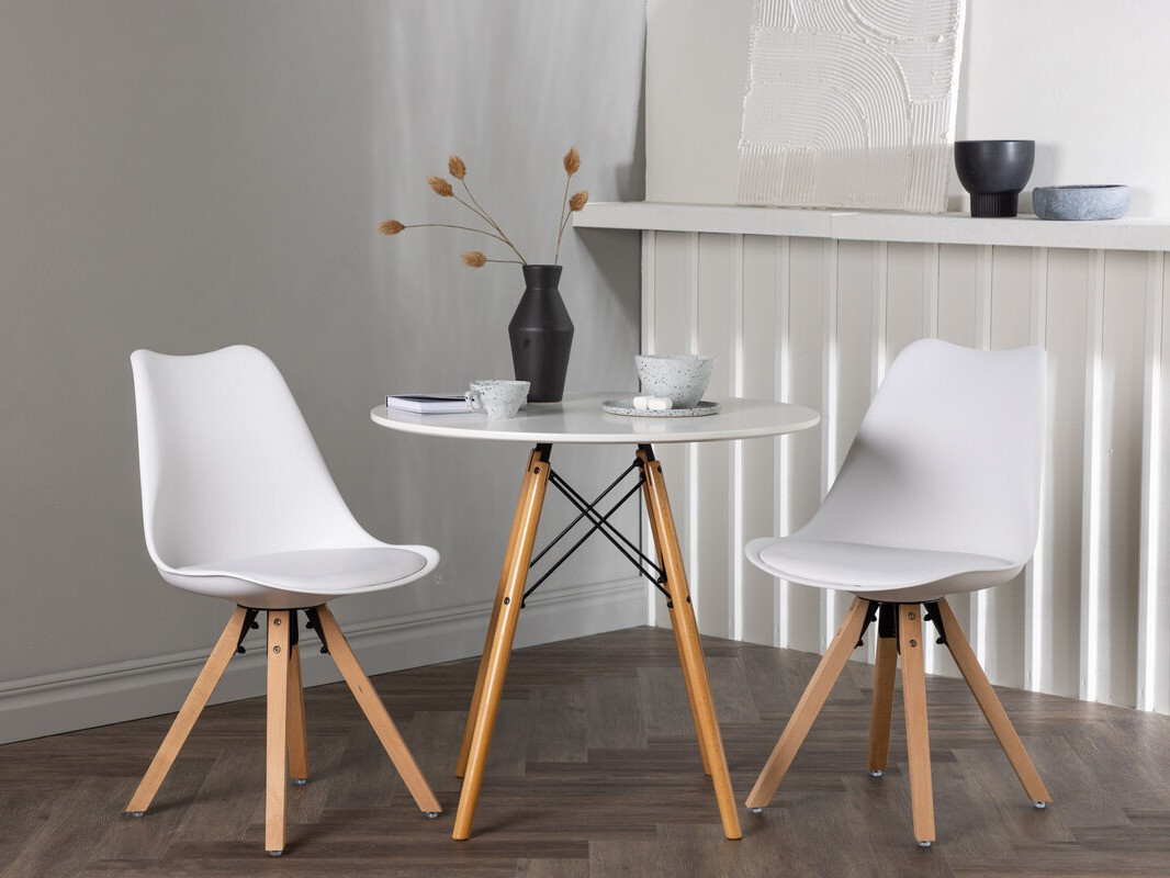 Söögitoakomplekt Dallas 4244 (Valge + Helepruun)