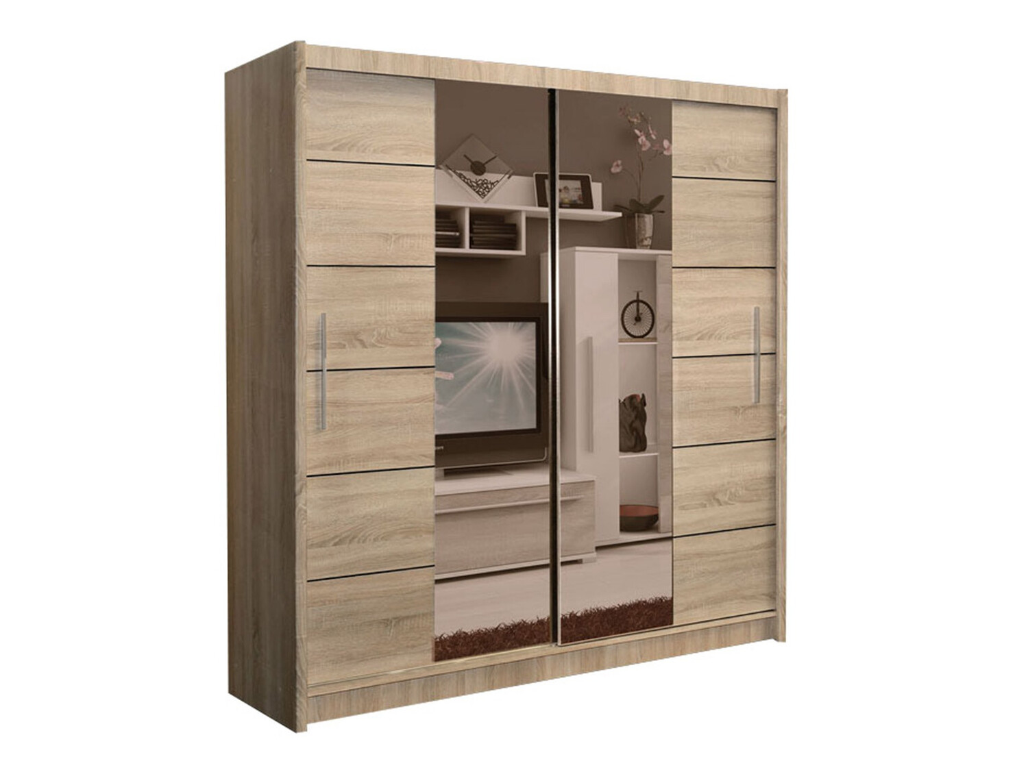 Riidekapp Honolulu 193 (Sonoma tamm + toonitud peegel)