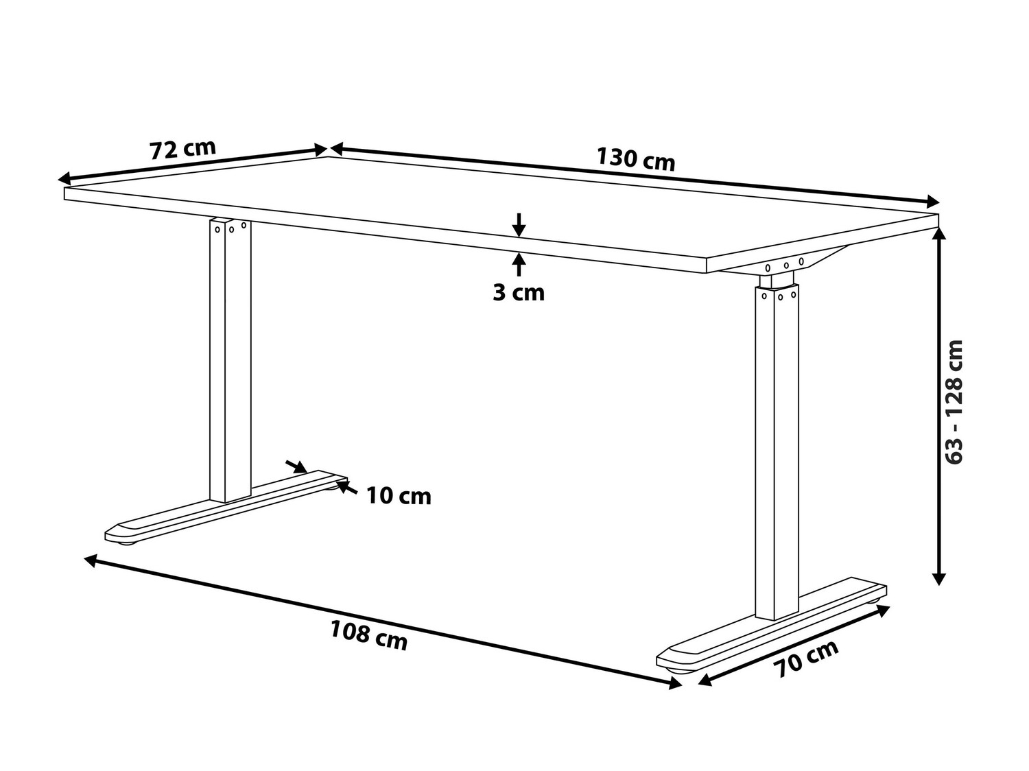 Reguleeritava kõrgusega töölaud Berwyn 159 (Hall + Must)