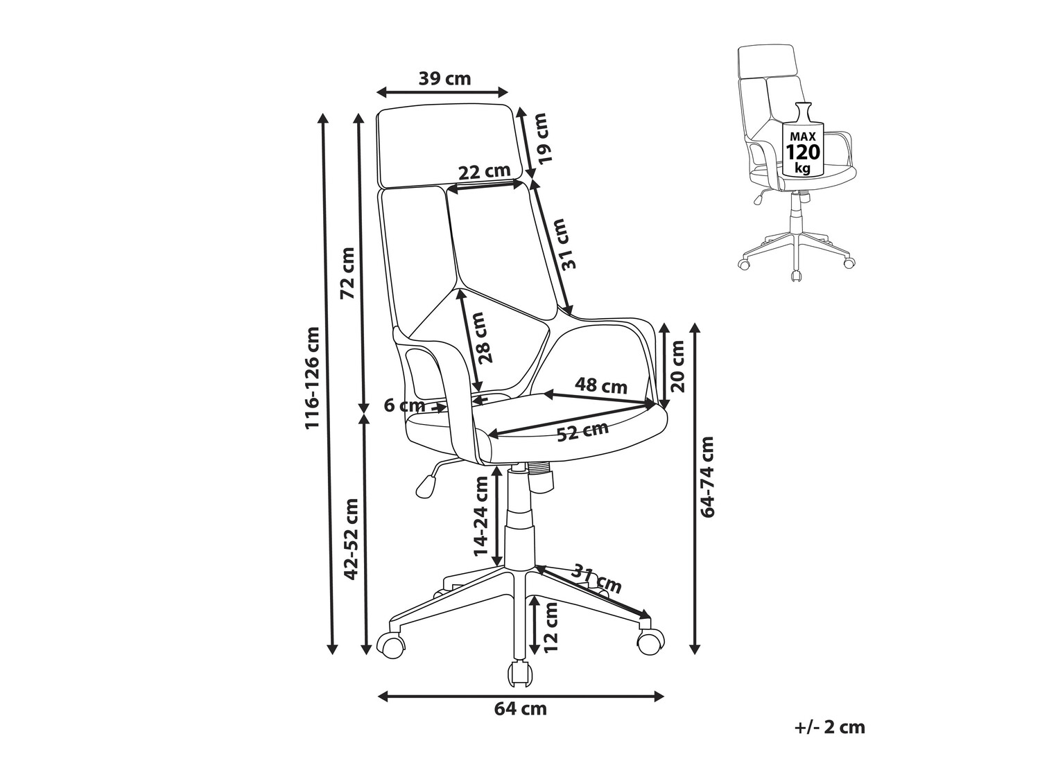 Kontoritool Berwyn 208 (Must + Hall)