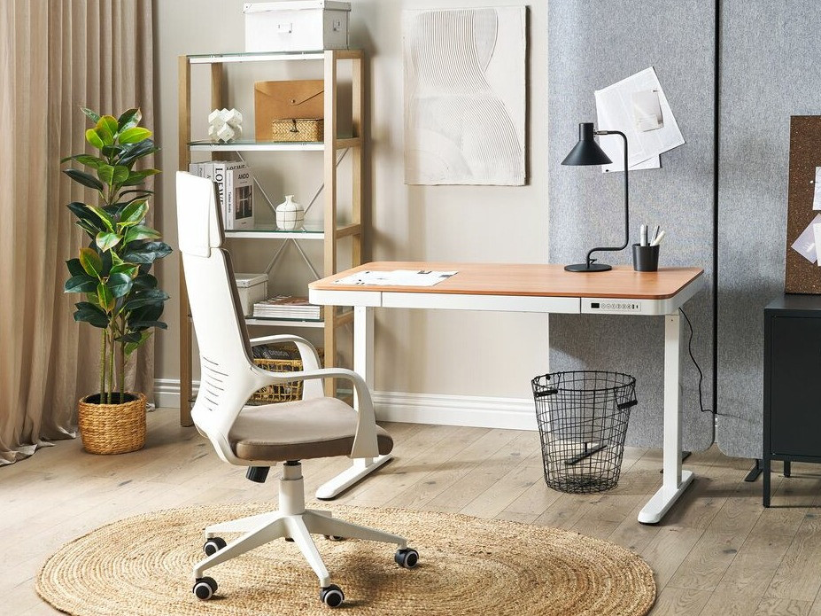 Reguleeritava kõrgusega töölaud Berwyn 224 (Valge + Ere puit)