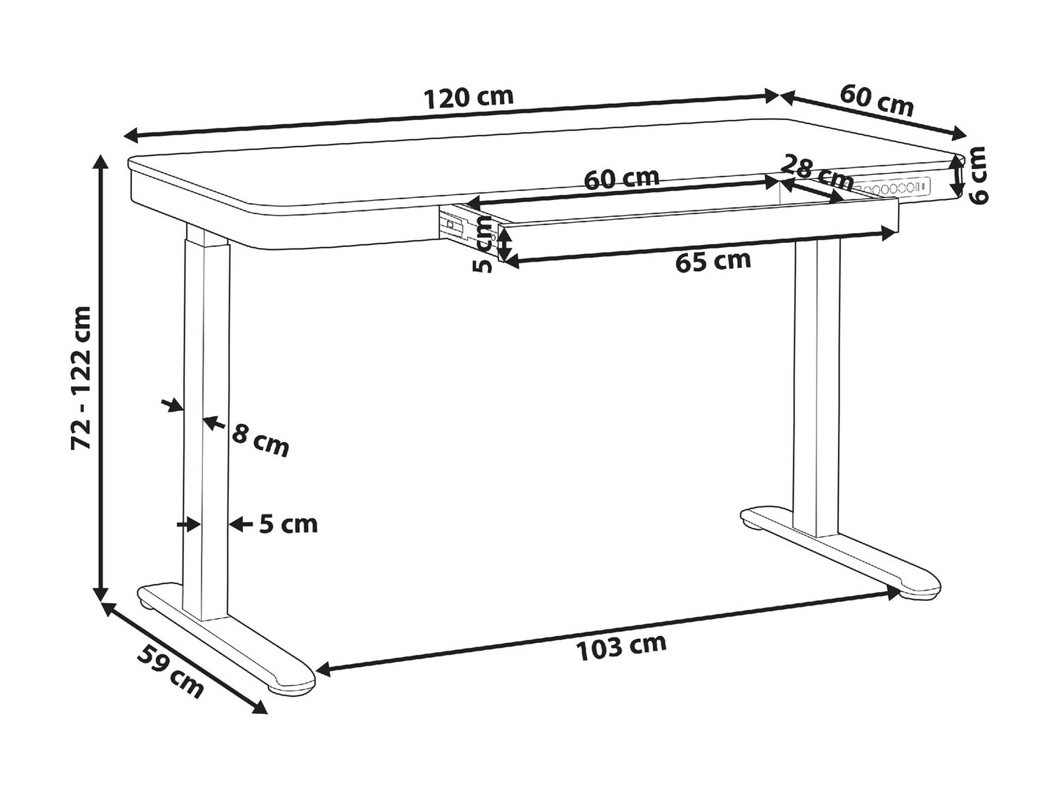 Reguleeritava kõrgusega töölaud Berwyn 224 (Valge + Ere puit)