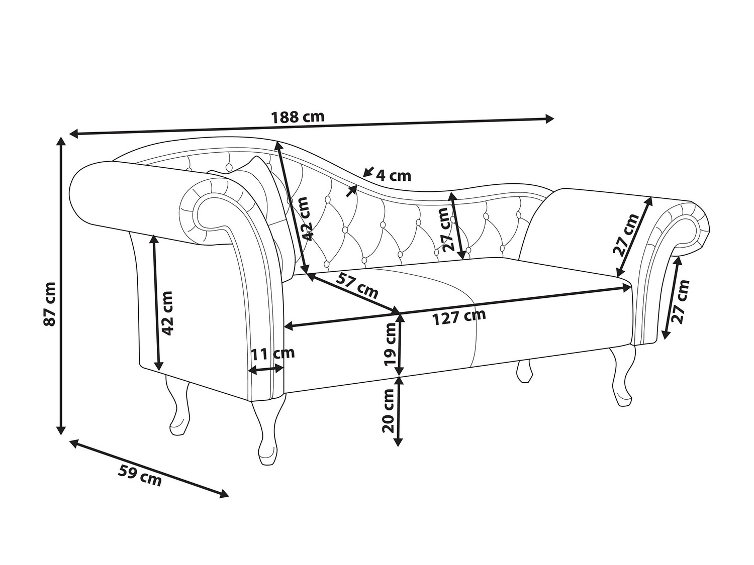 Kušett Berwyn 420 (Pruun)