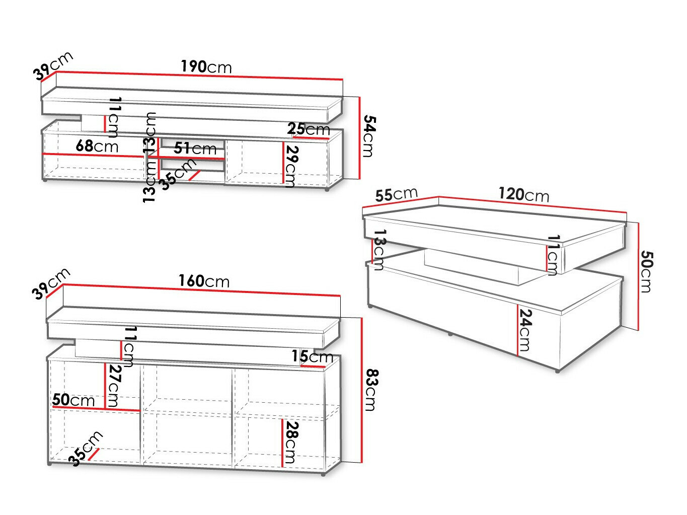 Elutoa komplekt Monfero 105 (Must + Läikiv must)