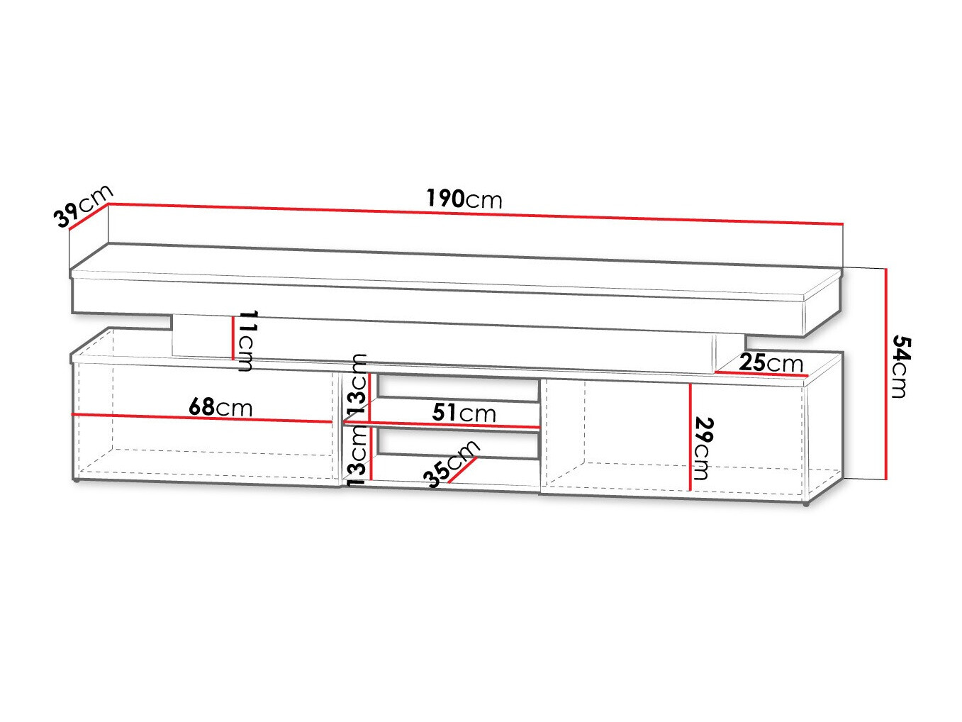 TV-alus Monfero (Must + Läikiv must)