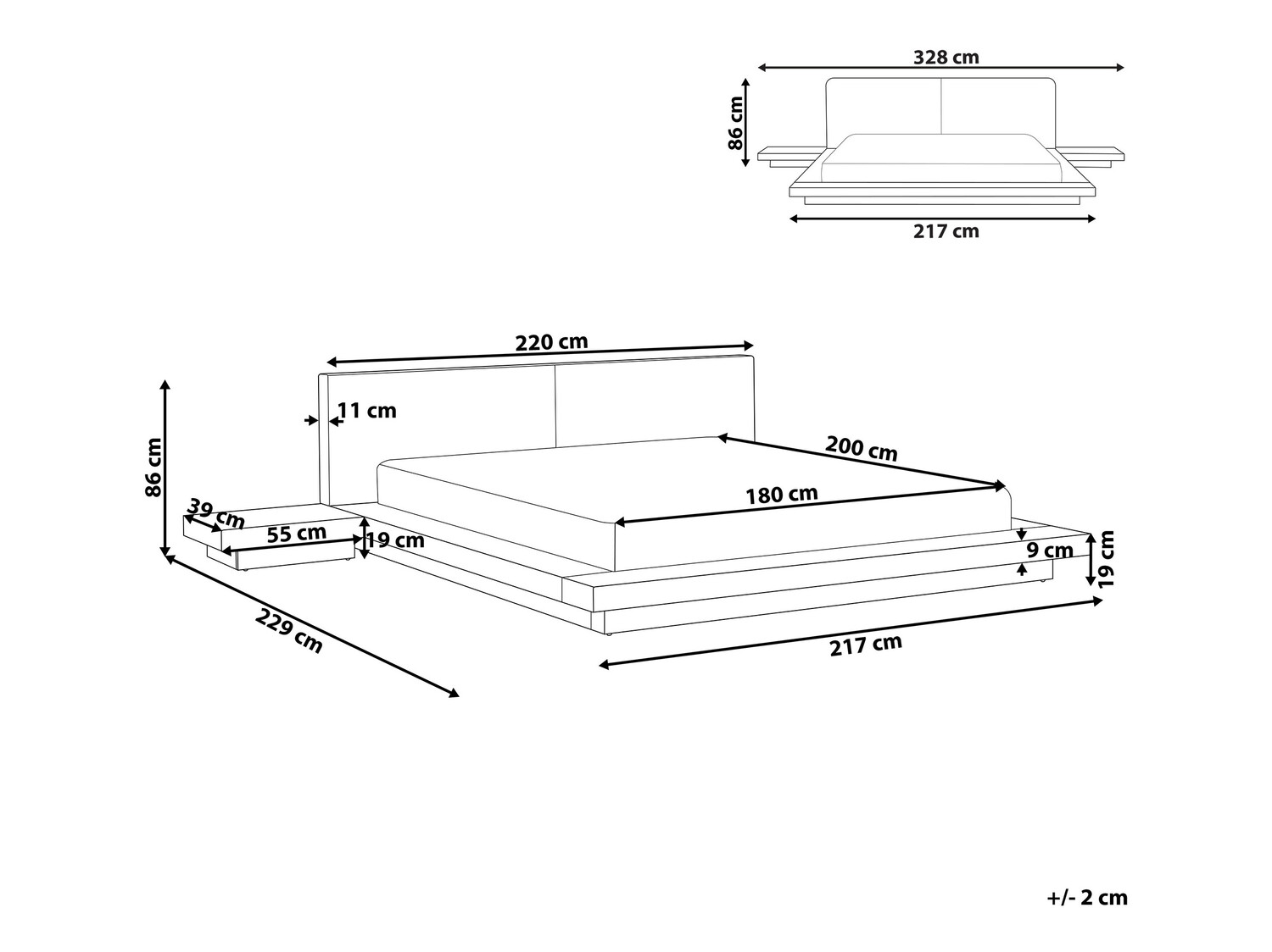 Voodi Berwyn 541 (Tume puit) Koos öökapid