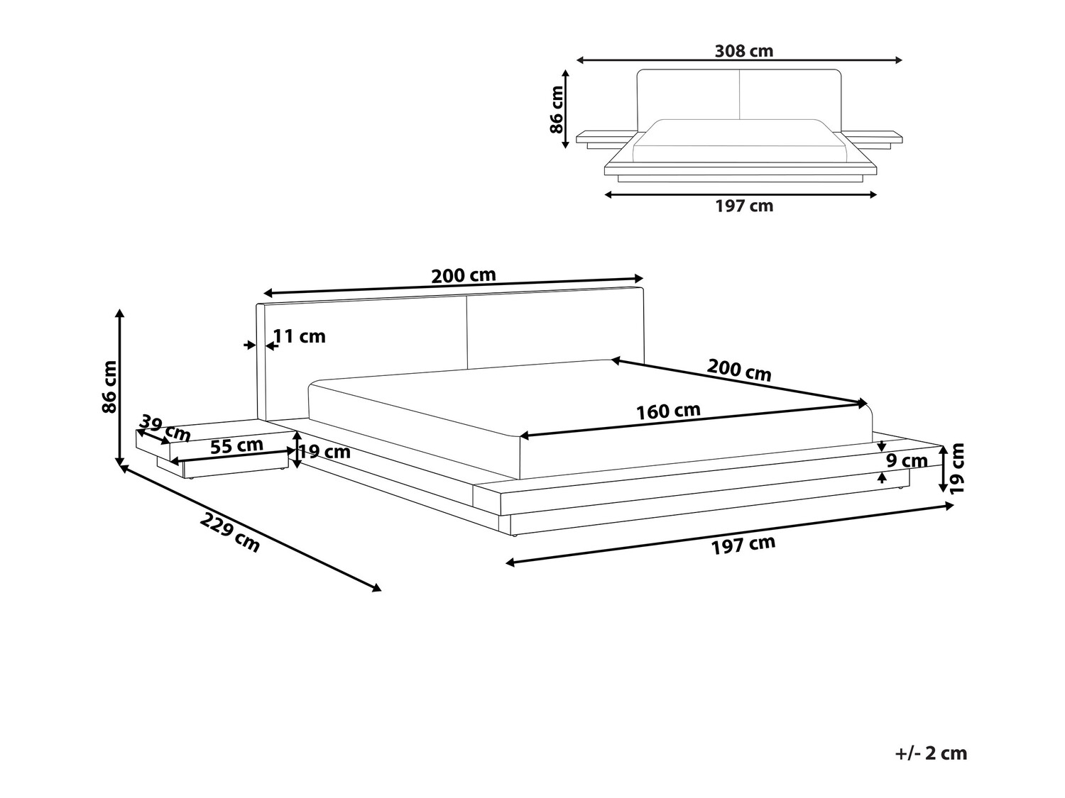 Voodi Berwyn 543 (Pruun) Koos öökapid