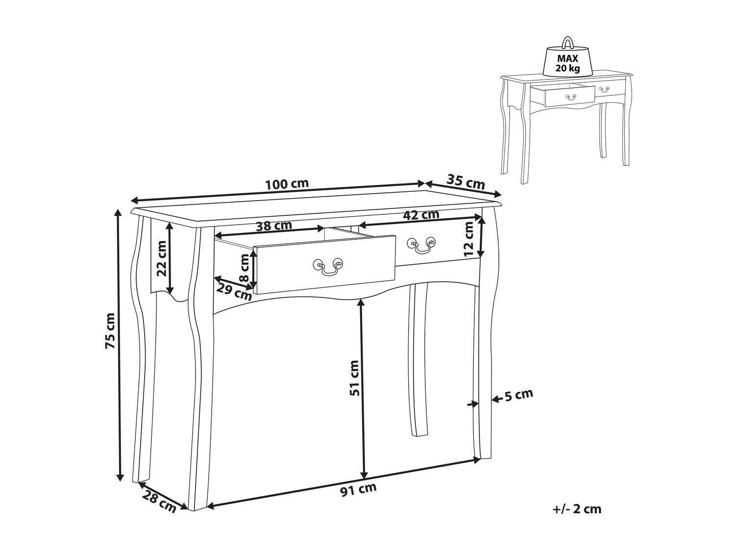Konsoollaud Berwyn 563 (Must)