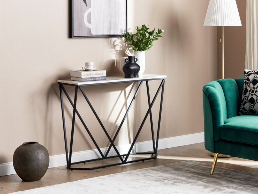 Konsoollaud Berwyn 615 (Must + Valge marmor)