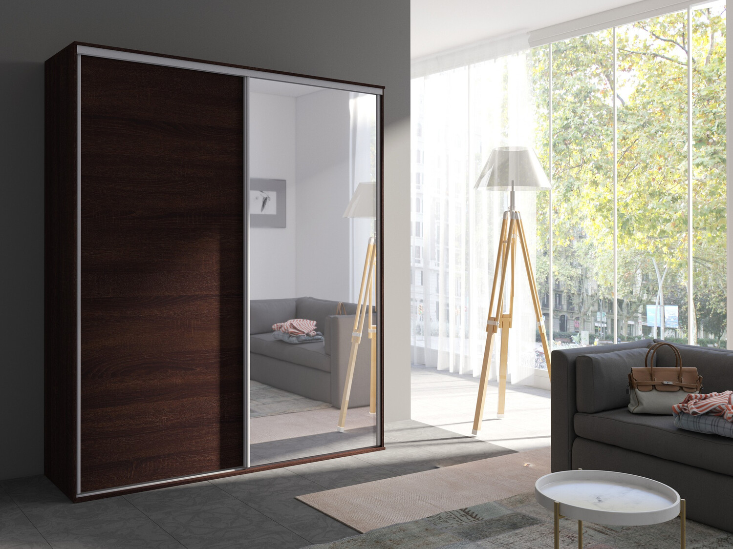 Riidekapp Murrieta 180 (Tume Sonoma tamm)