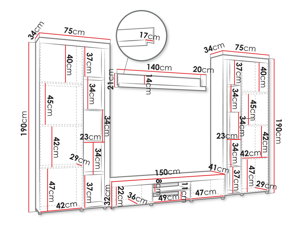 Elutoa komplekt Tucson 107 (Sonoma tamm)