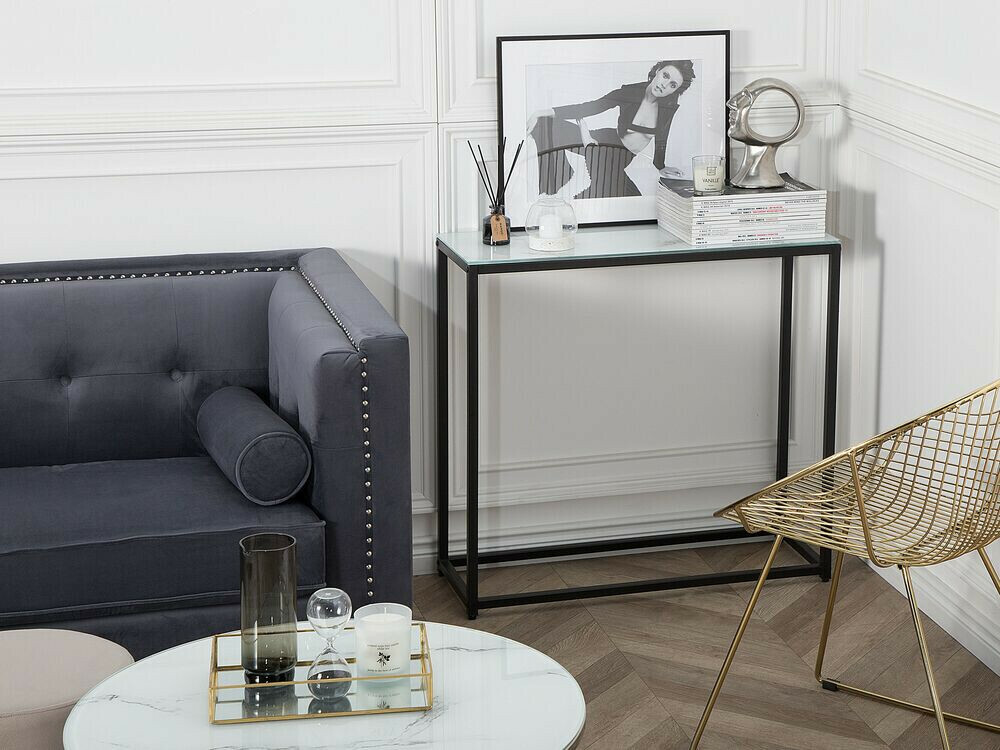 Konsoollaud Berwyn 650 (Must + Valge marmor)