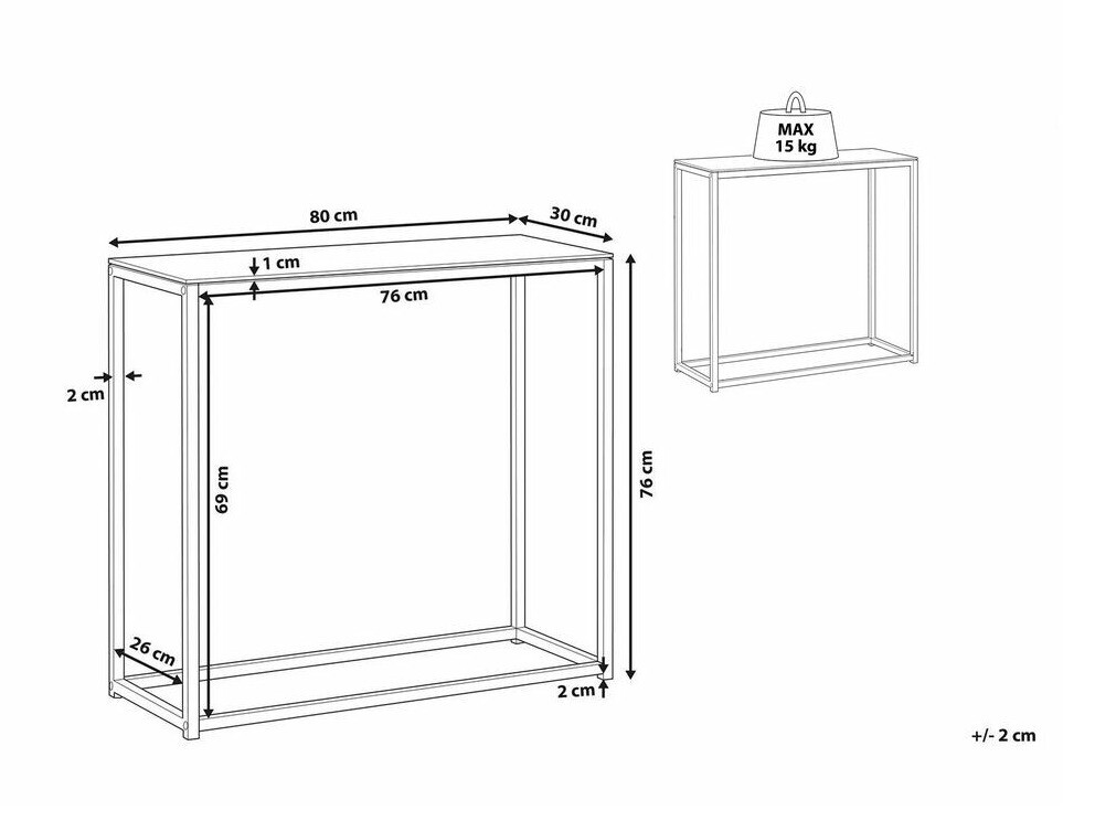 Konsoollaud Berwyn 650 (Must + Valge marmor)