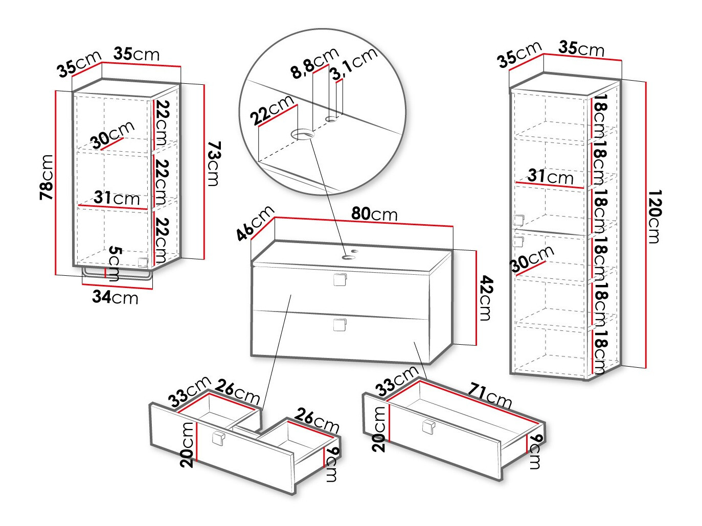 Vannitoakomplekt Orlvera 105 (Valge)