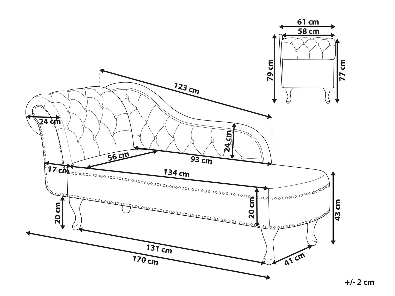 Kušett Berwyn 696 (Must)