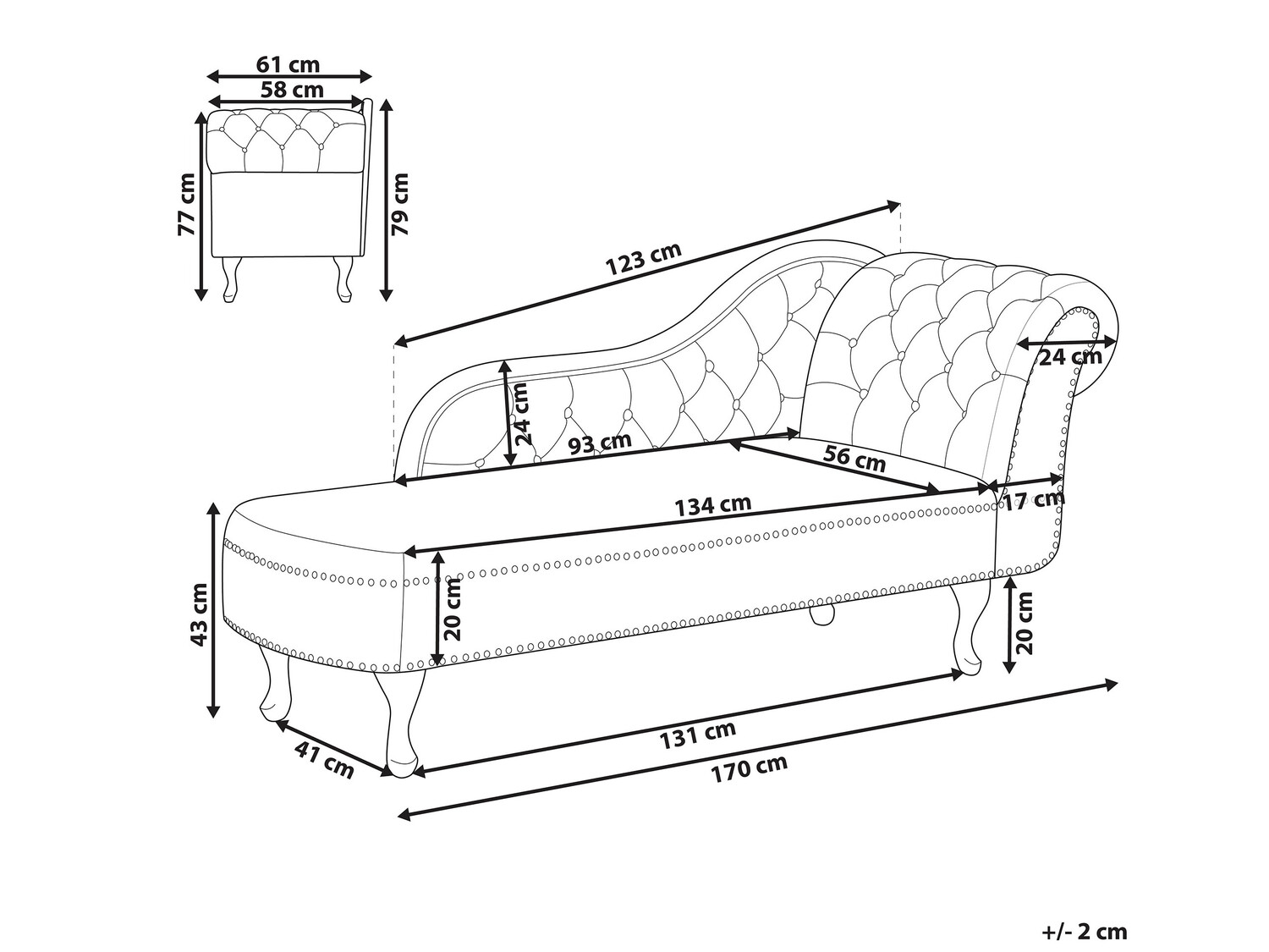 Kušett Berwyn 696 (Must)