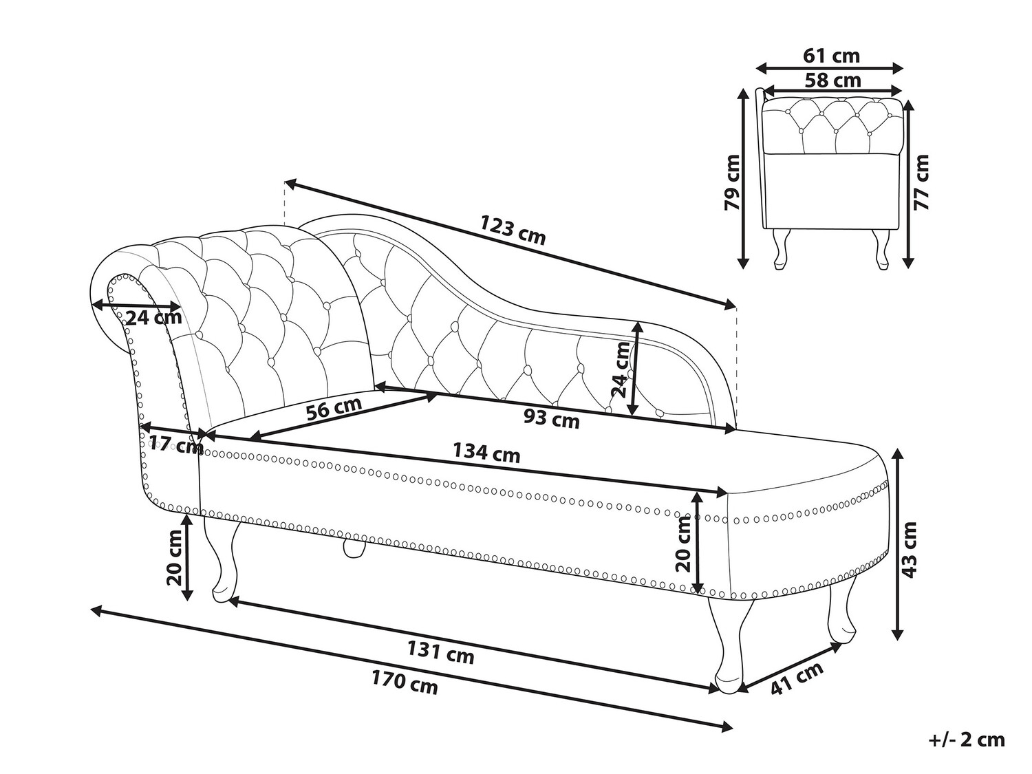 Kušett Berwyn 708 (Beež + Must)
