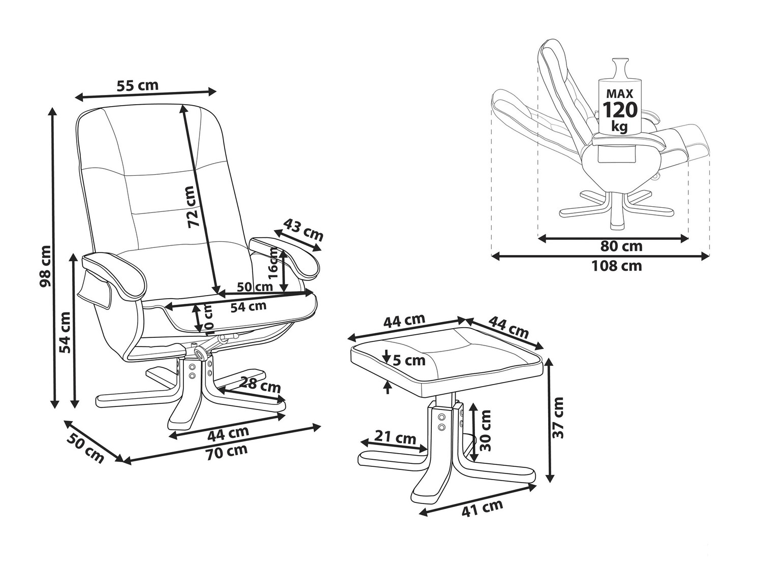Tugitool recliner Berwyn 711 (Koor)