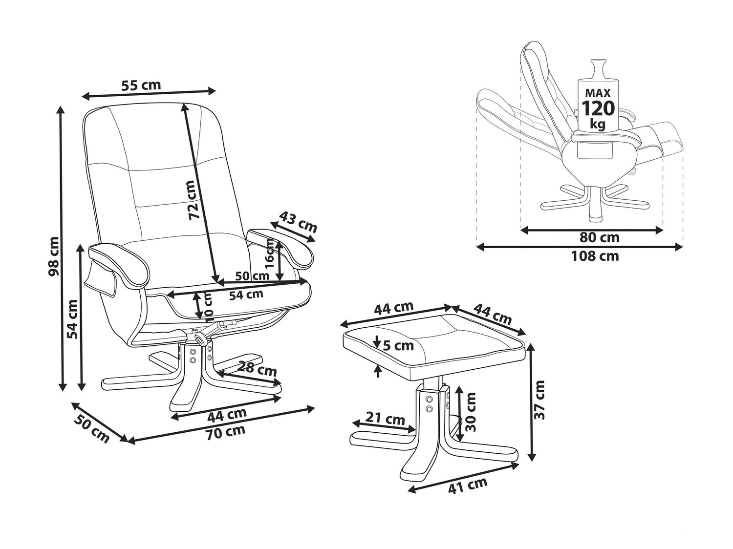 Tugitool recliner Berwyn 711 (Must)