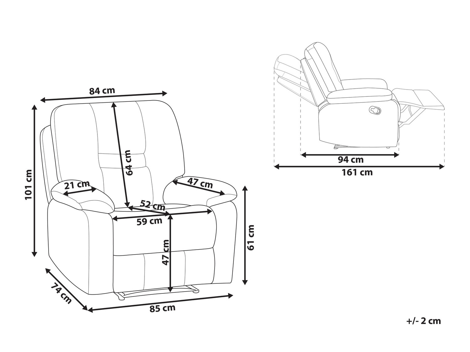 Tugitool recliner Tivlira 100 (Must)