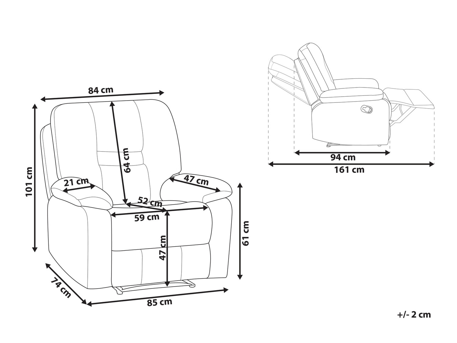 Tugitool recliner Tivlira 100 (Valge)