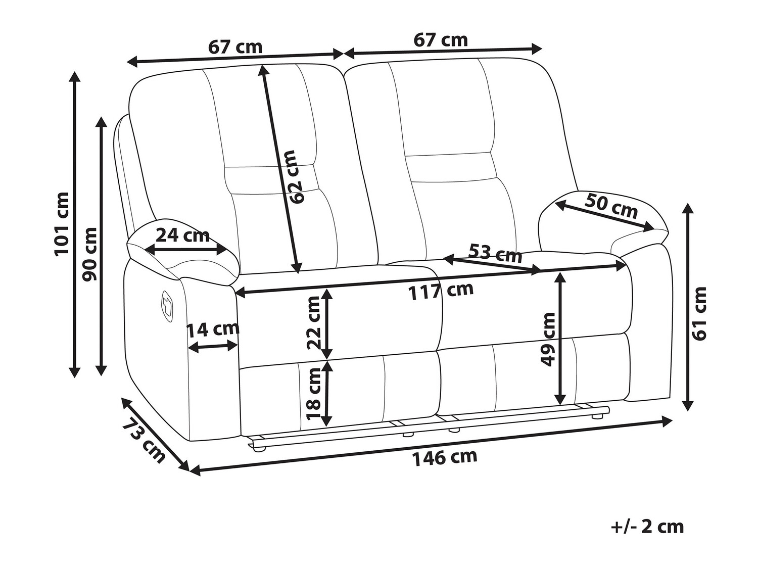 Diivan recliner Tivlira 101 (Must)