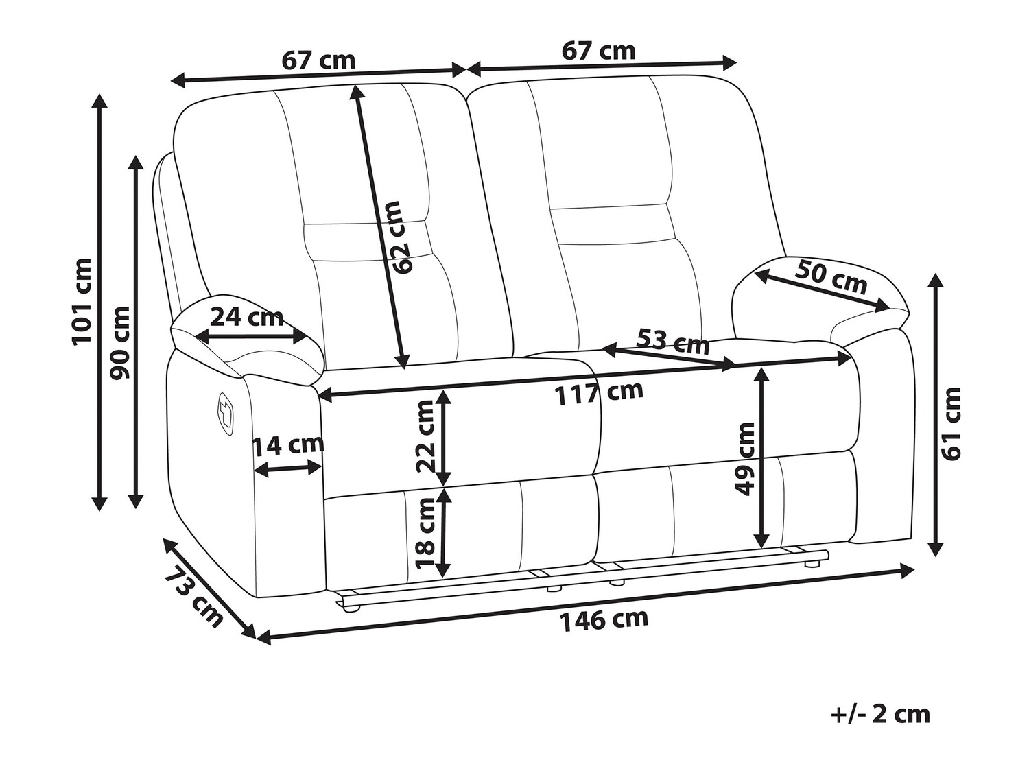 Diivan recliner Tivlira 101 (Valge)