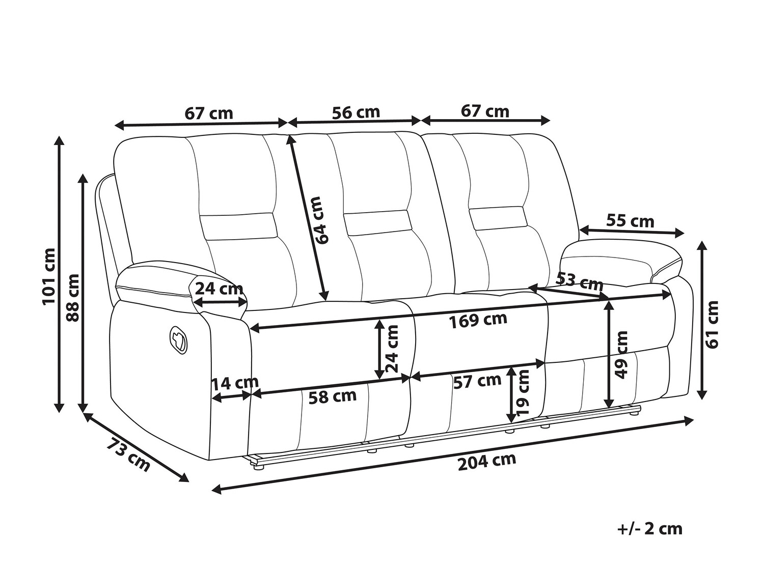 Diivan recliner Tivlira 102 (Must)