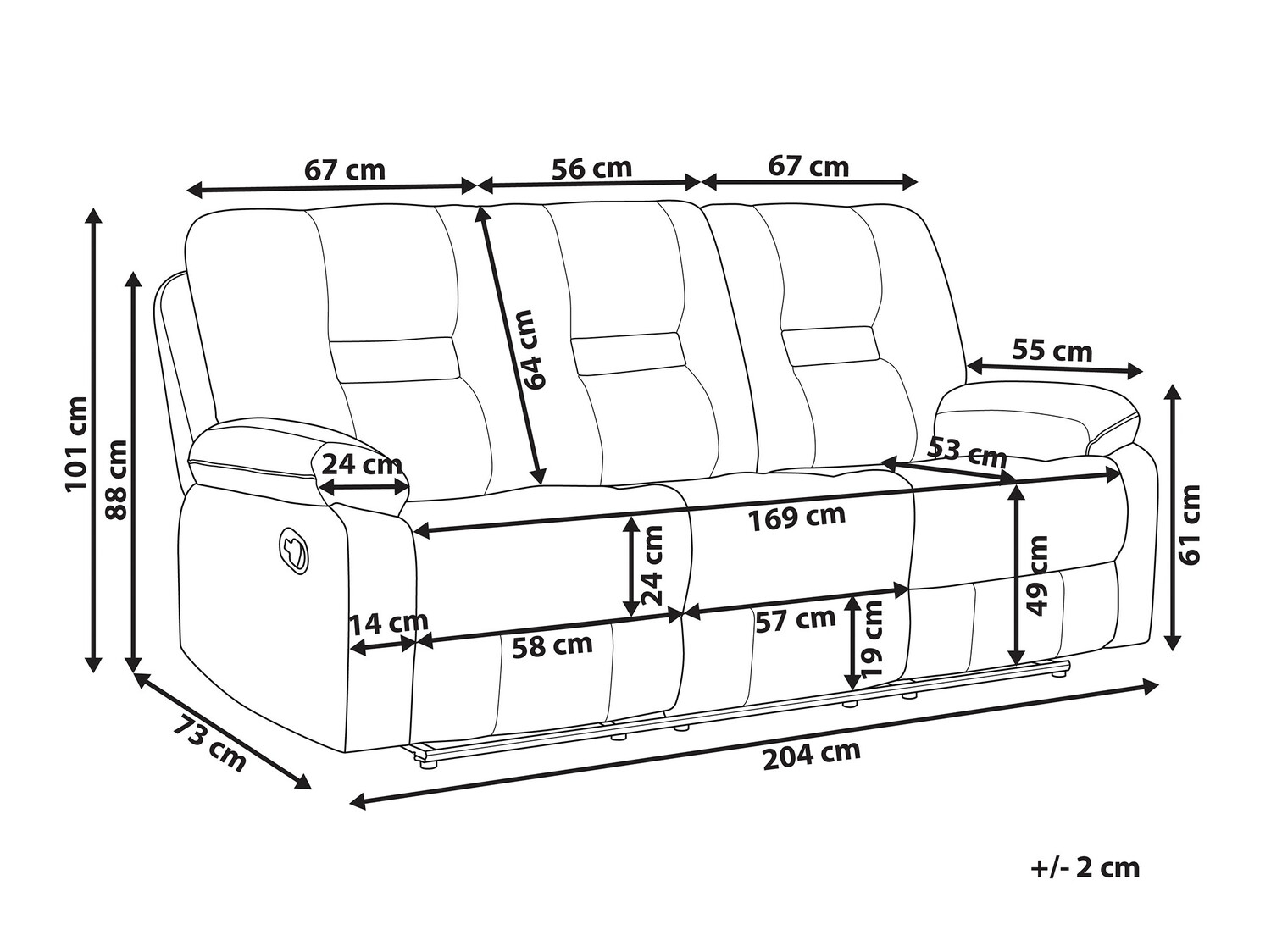 Diivan recliner Tivlira 102 (Pruun)