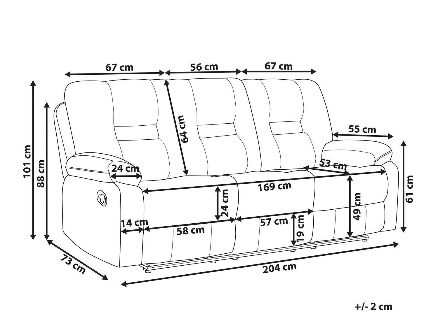 Diivan recliner Tivlira 102 (Valge)
