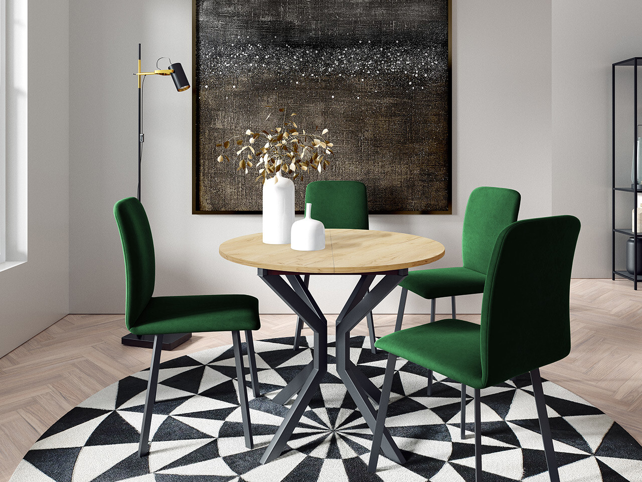 Laud Edmond 111 (Käsitöö kuldne tamm + Must)