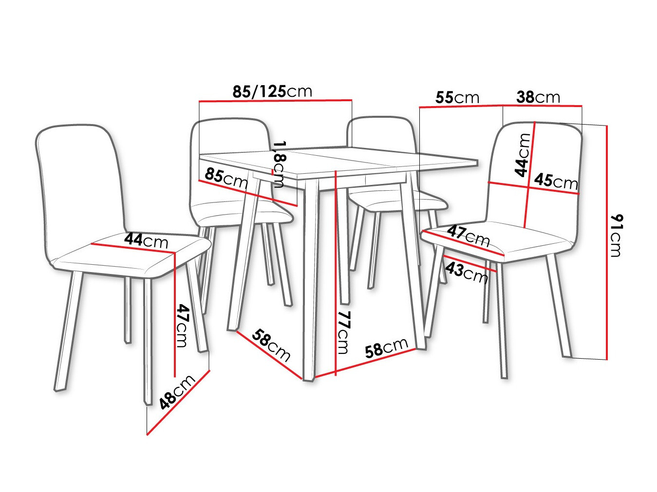Söögitoakomplekt Edmond 116 (Hall marmor + Must)