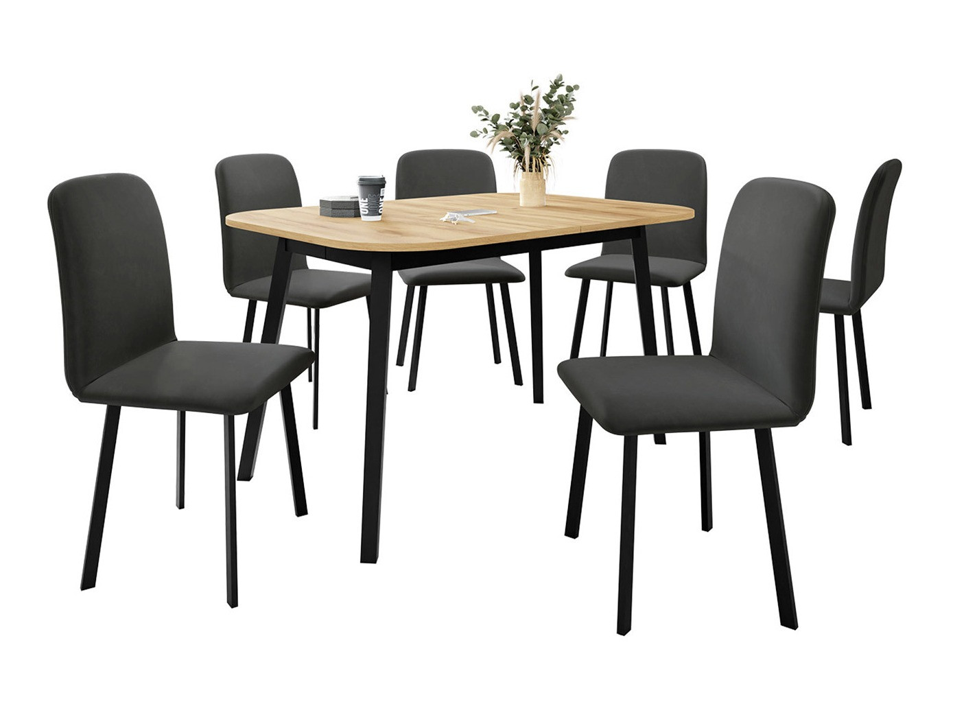 Söögitoakomplekt Edmond 117 (Käsitöö kuldne tamm + Must)