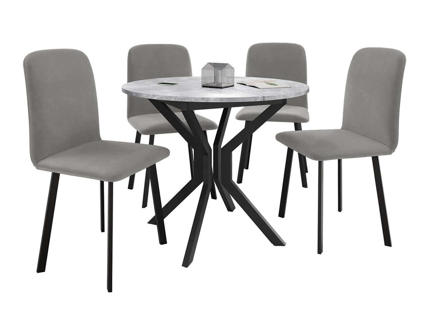 Söögitoakomplekt Edmond 118 (Hall marmor + Must)