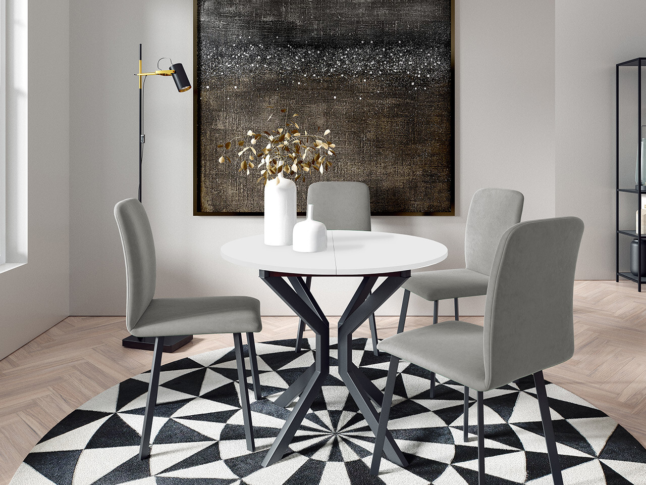 Söögitoakomplekt Edmond 118 (Valge + Must)