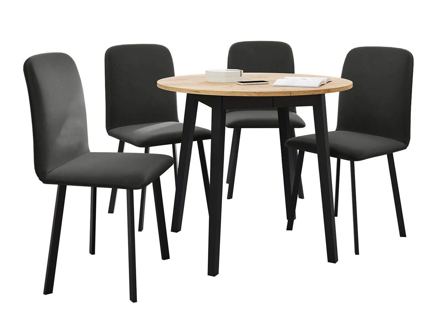 Söögitoakomplekt Edmond 119 (Käsitöö kuldne tamm + Must)