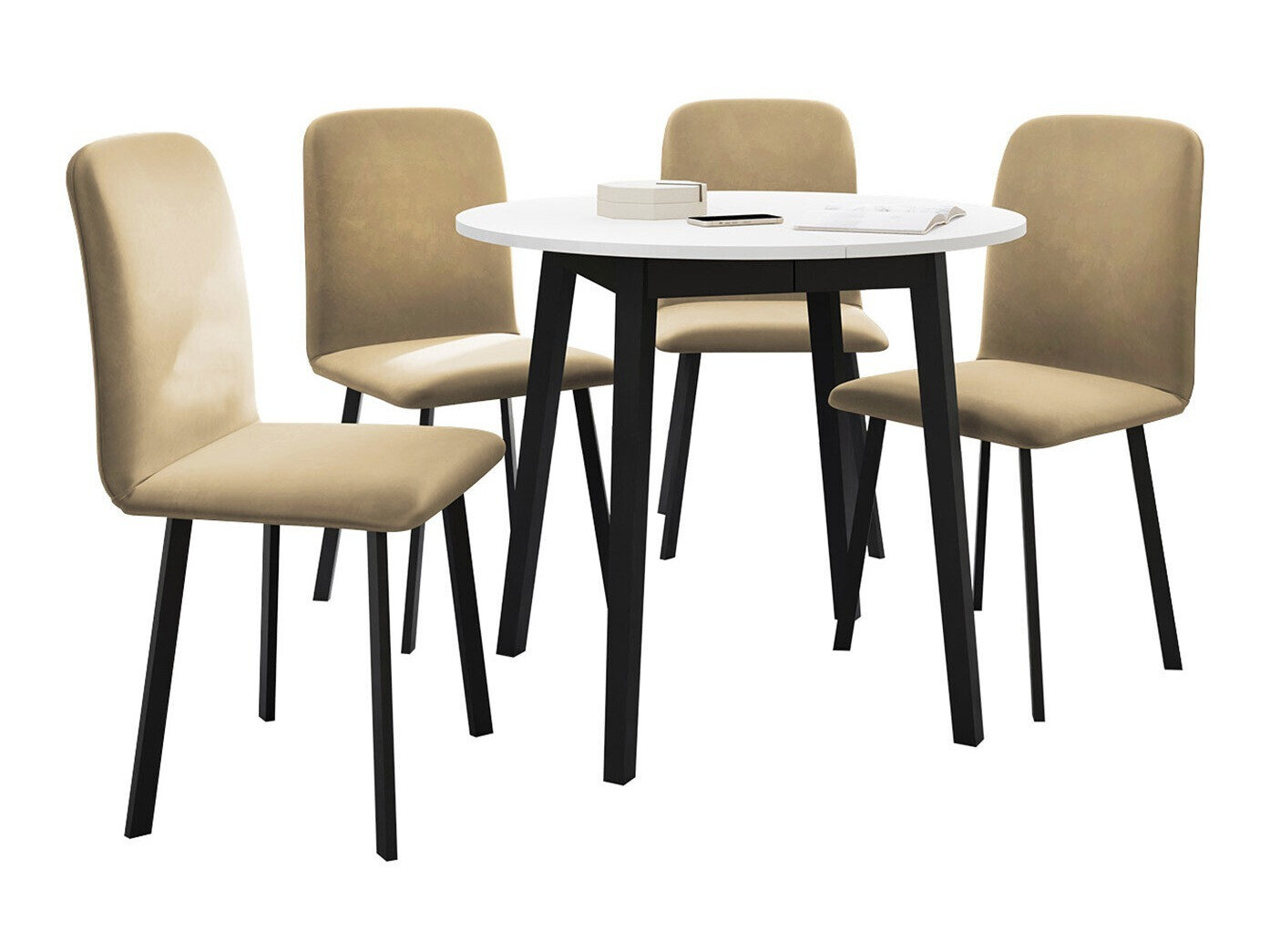 Söögitoakomplekt Edmond 119 (Valge + Must)