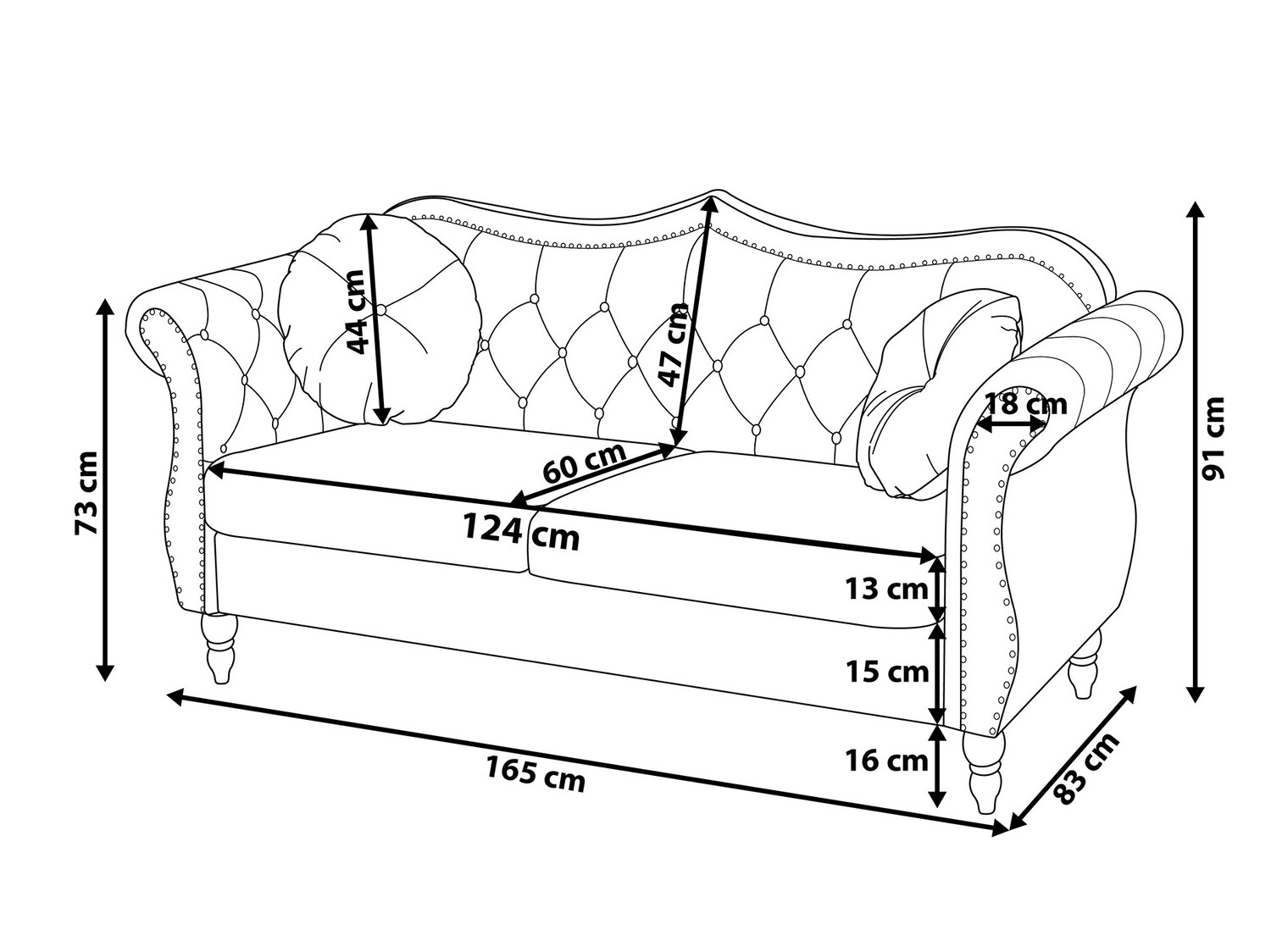 Chesterfield diivan Berwyn 788 (Sinine)