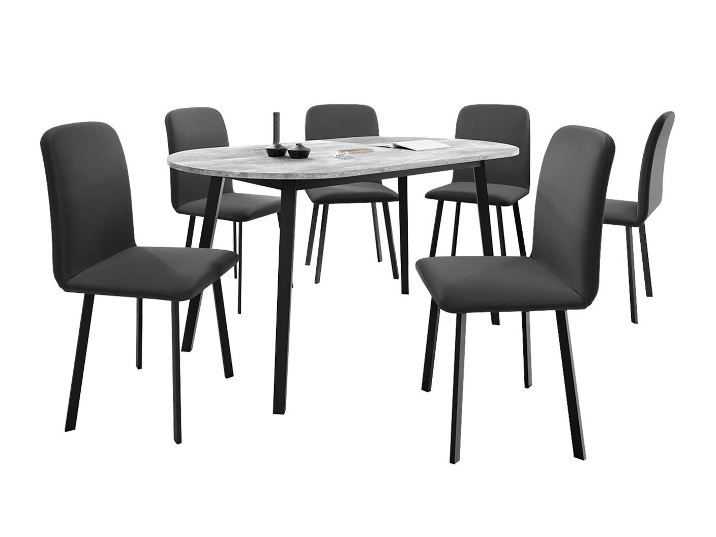 Söögitoakomplekt Edmond 121 (Hall marmor + Must)