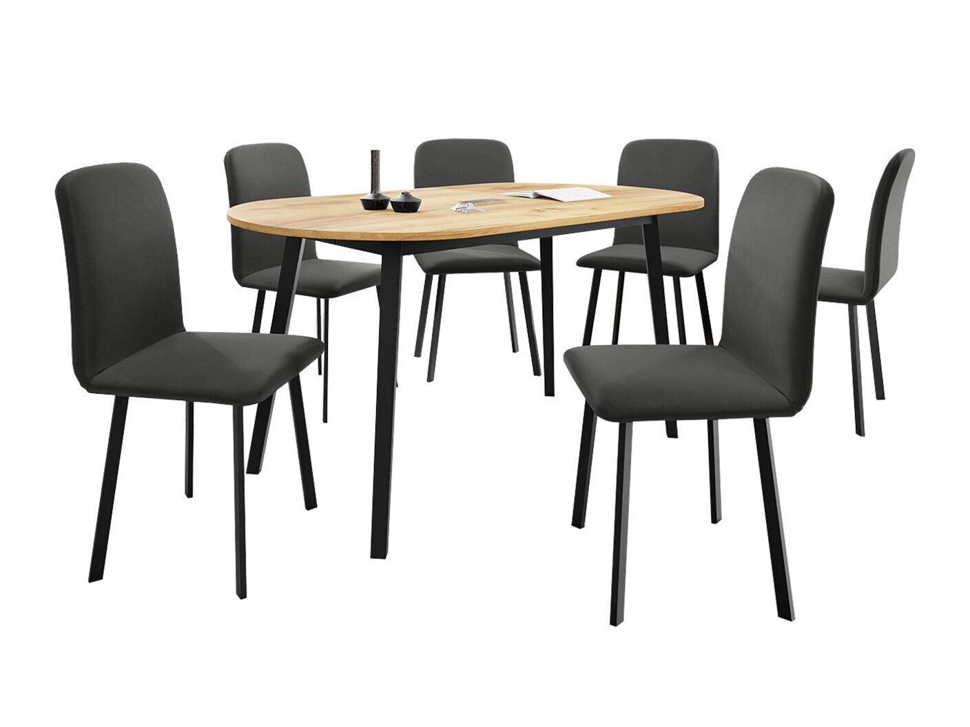 Söögitoakomplekt Edmond 121 (Käsitöö kuldne tamm + Must)