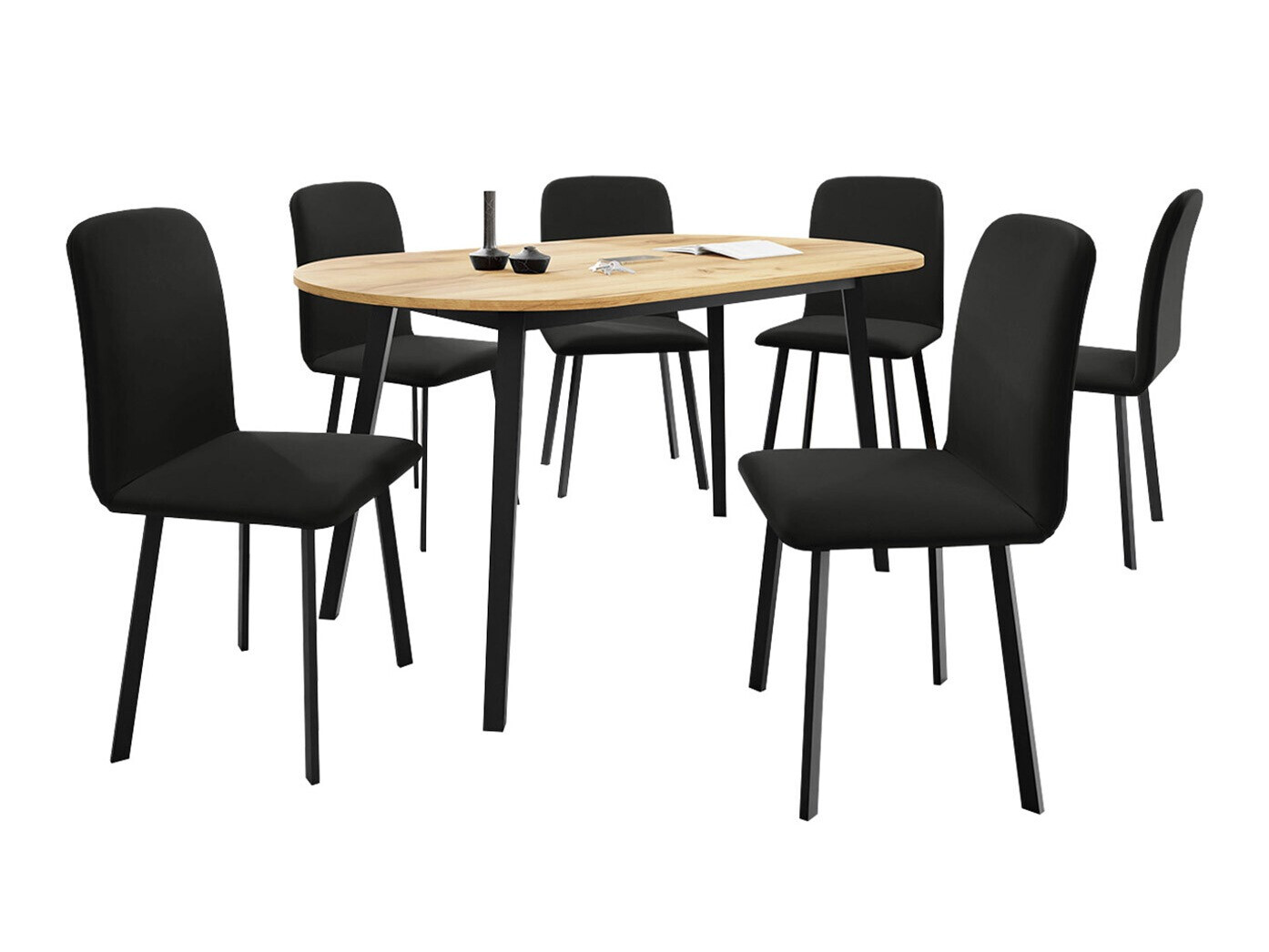 Söögitoakomplekt Edmond 121 (Käsitöö kuldne tamm + Must)