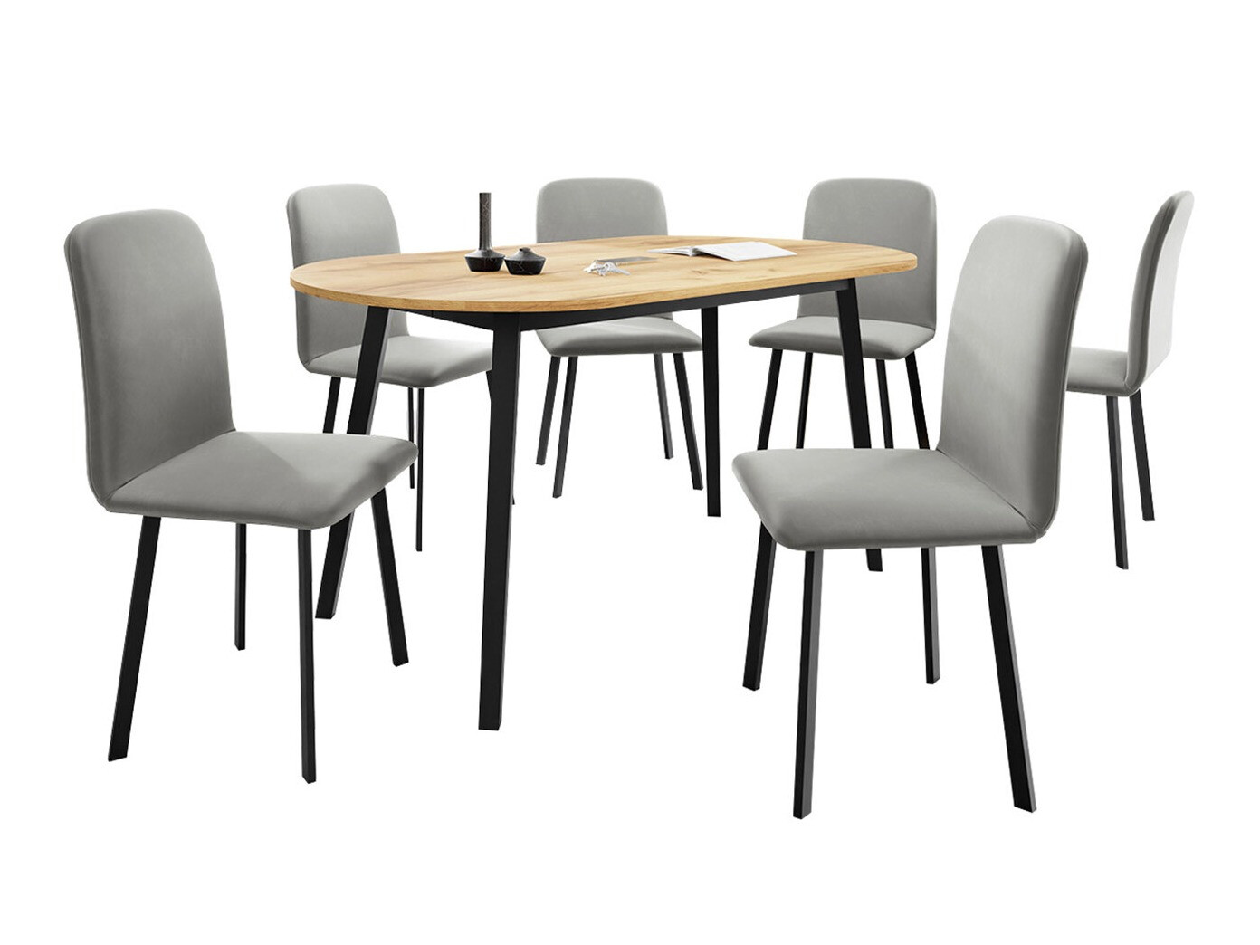 Söögitoakomplekt Edmond 121 (Käsitöö kuldne tamm + Must)