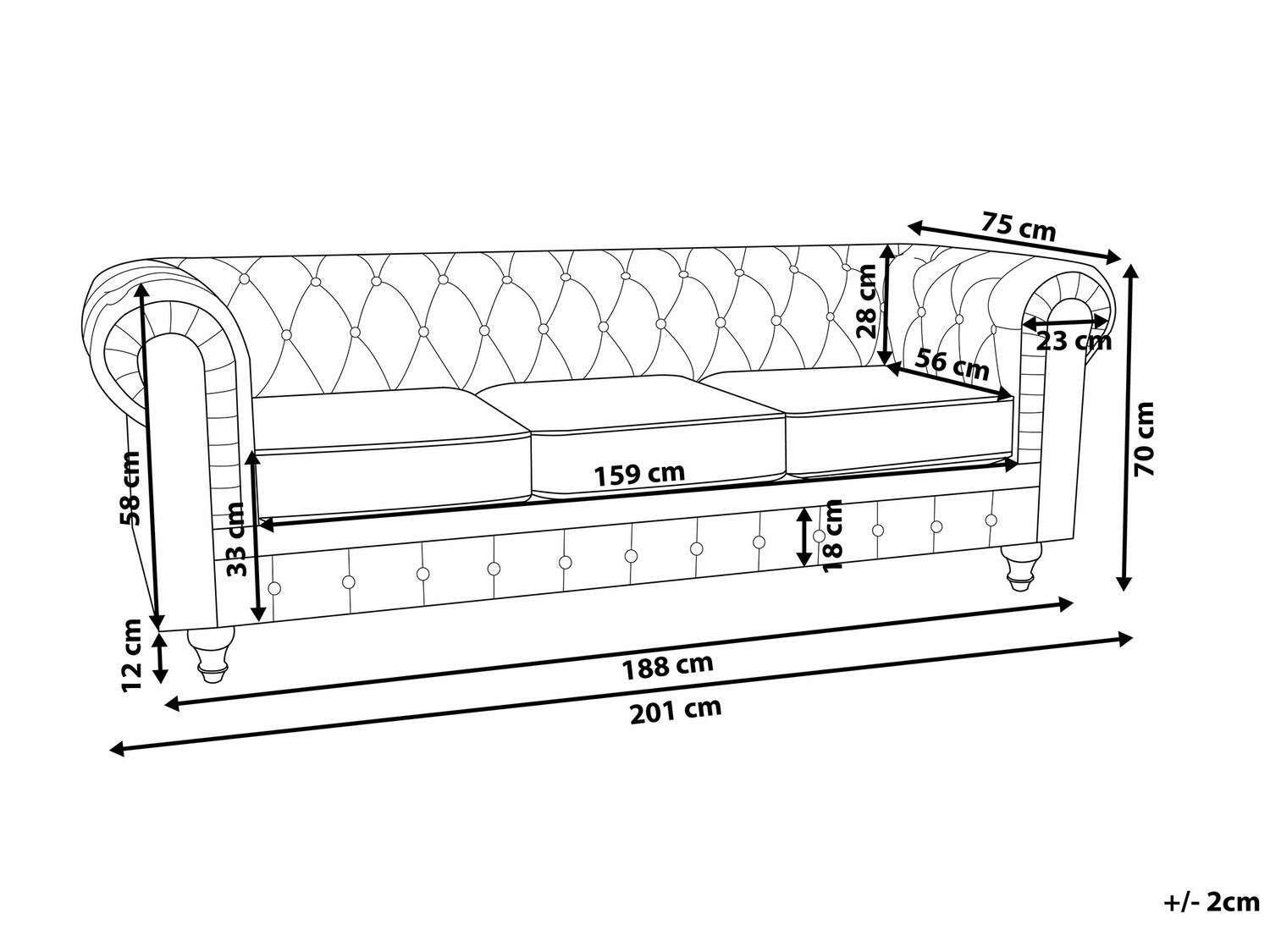 Chesterfield diivan Cirdoro 101 (Sinine)