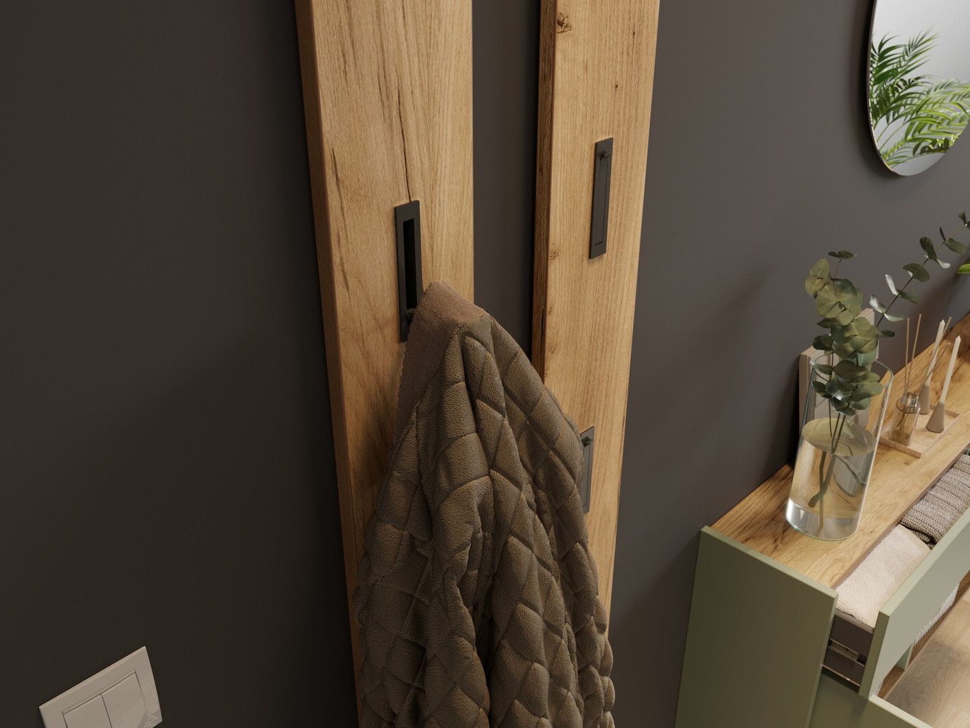 Esikukomplekt Cirsale 106 (Tolmune roheline + Navarra tamm)