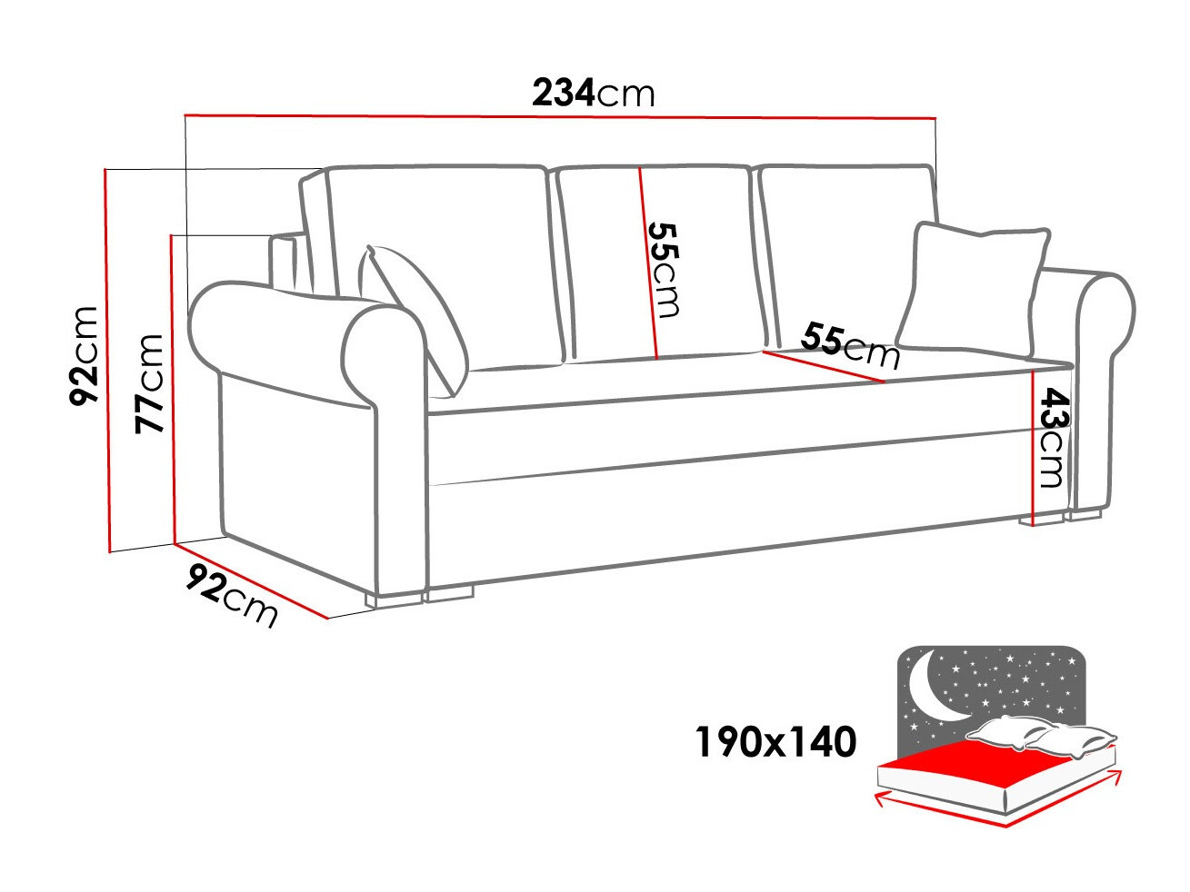 Diivanvoodi Columbus 130 (Poso 145)