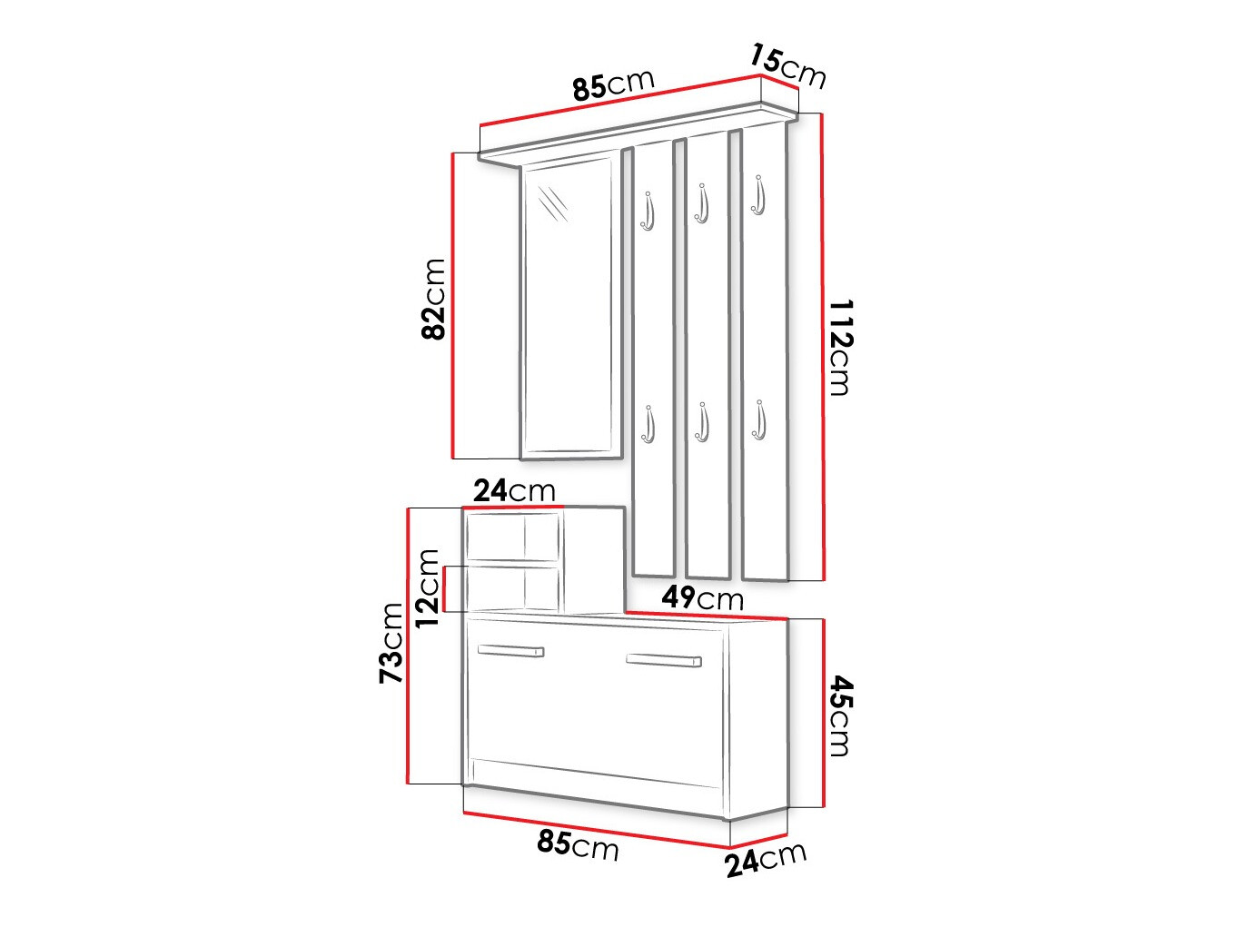 Esikukomplekt Mandeville 100 (Valge)