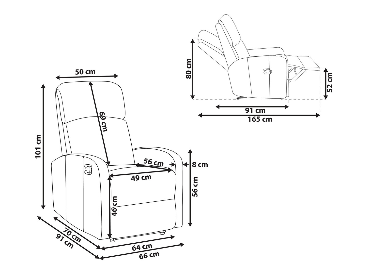 Tugitool recliner Berwyn 890 (Valge)